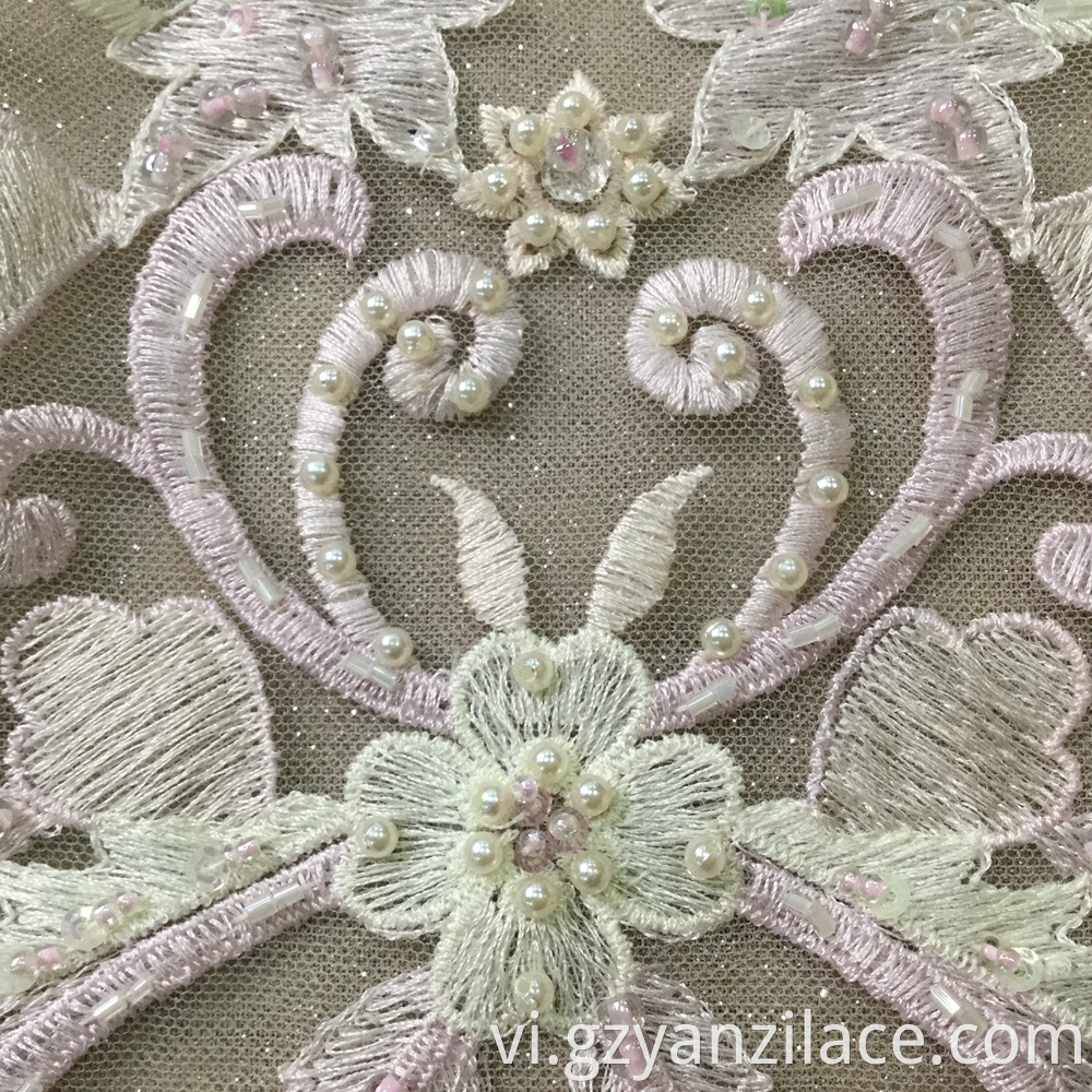 High Quality Handmade Embroidery Wedding Beaded Fabric